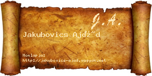 Jakubovics Ajád névjegykártya